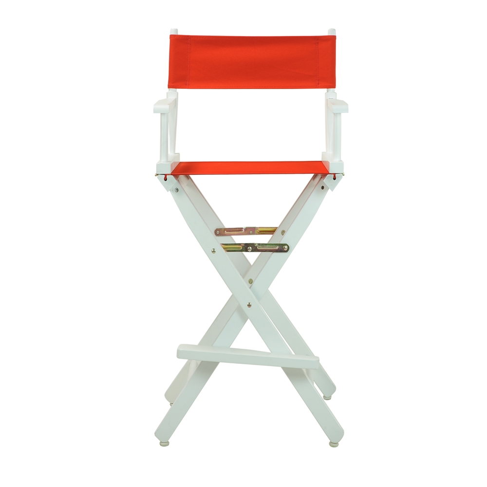 30" Director's Chair White Frame-Red Canvas. Picture 1