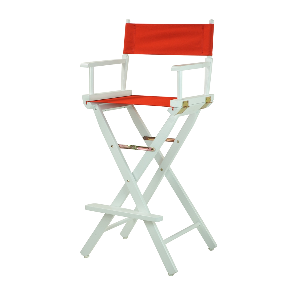 30" Director's Chair White Frame-Red Canvas. Picture 2