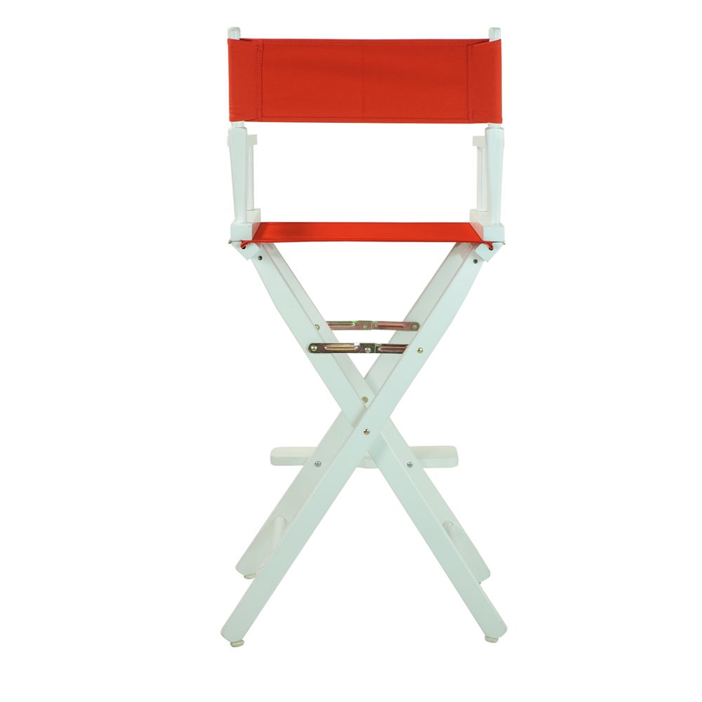 30" Director's Chair White Frame-Red Canvas. Picture 4