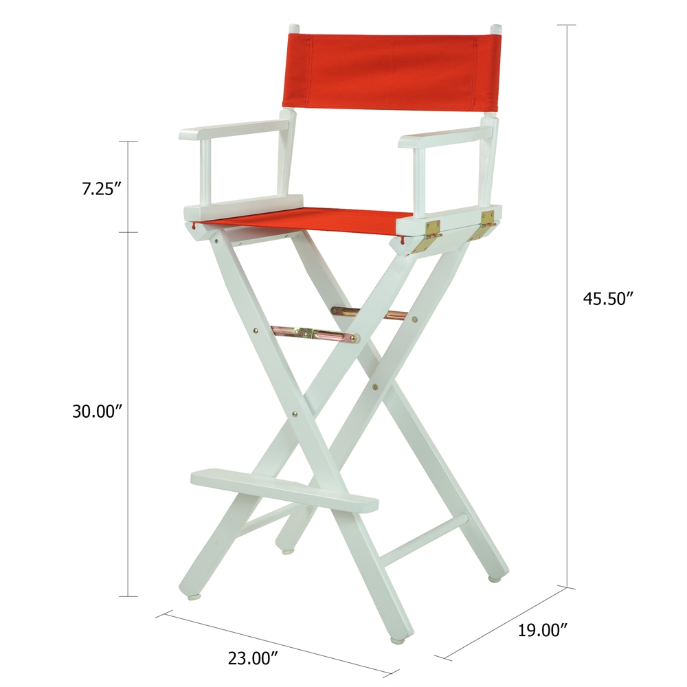 30" Director's Chair White Frame-Red Canvas. Picture 5