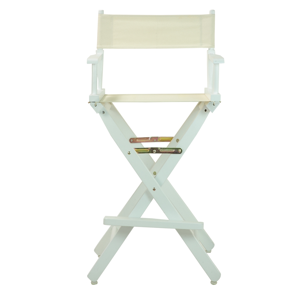 30" Director's Chair White Frame-Natural/Wheat Canvas. Picture 1