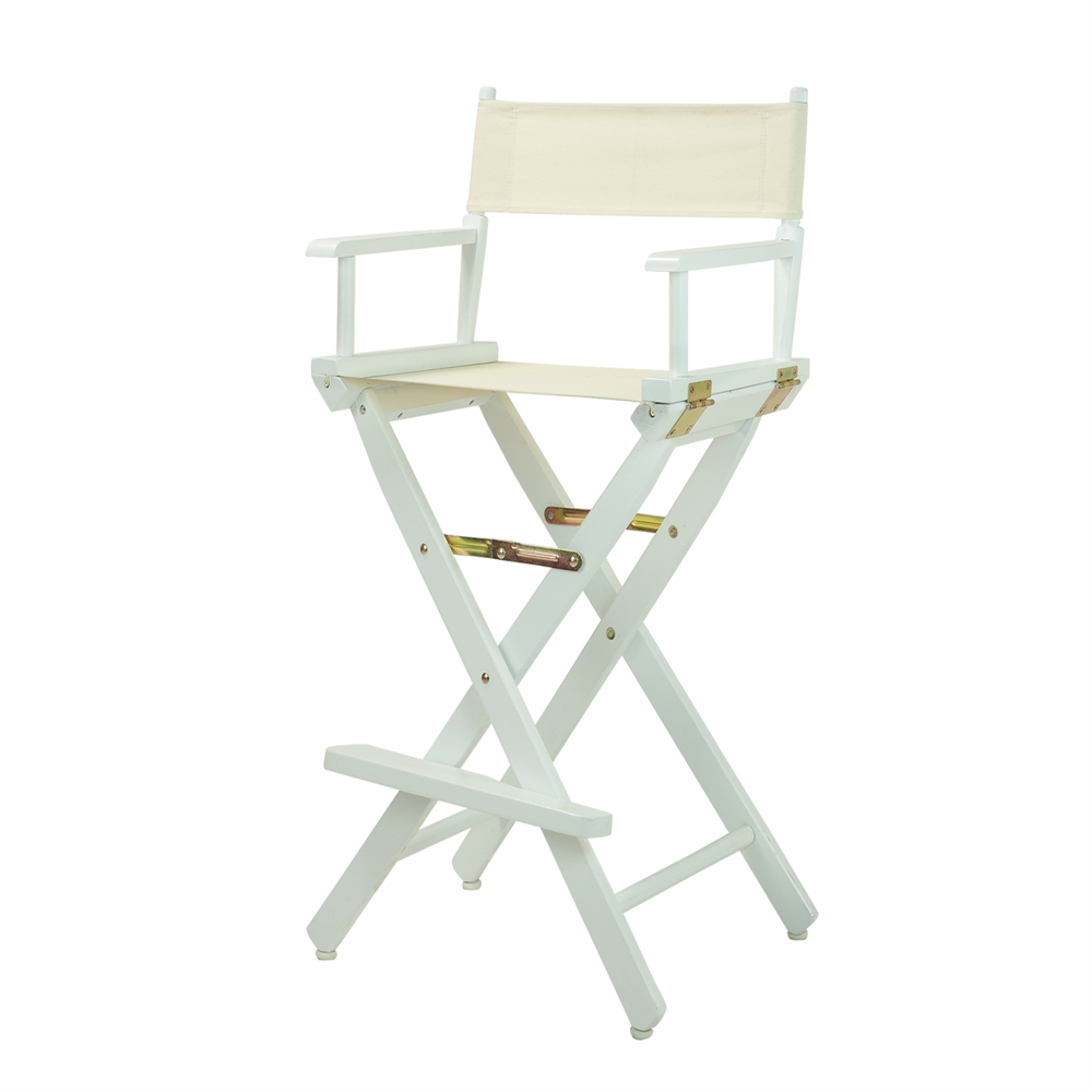 30" Director's Chair White Frame-Natural/Wheat Canvas. Picture 2