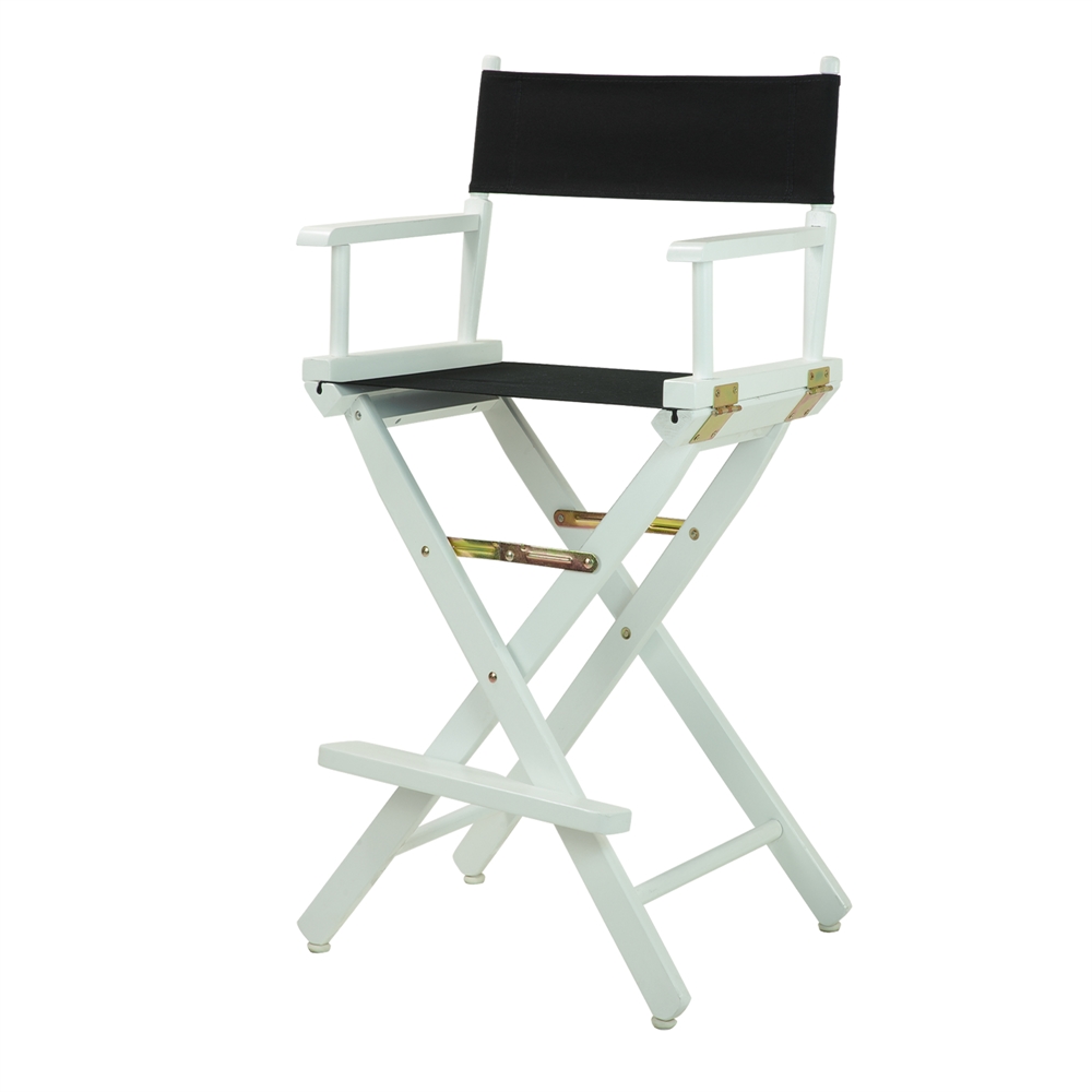 30" Director's Chair White Frame-Black Canvas. Picture 1