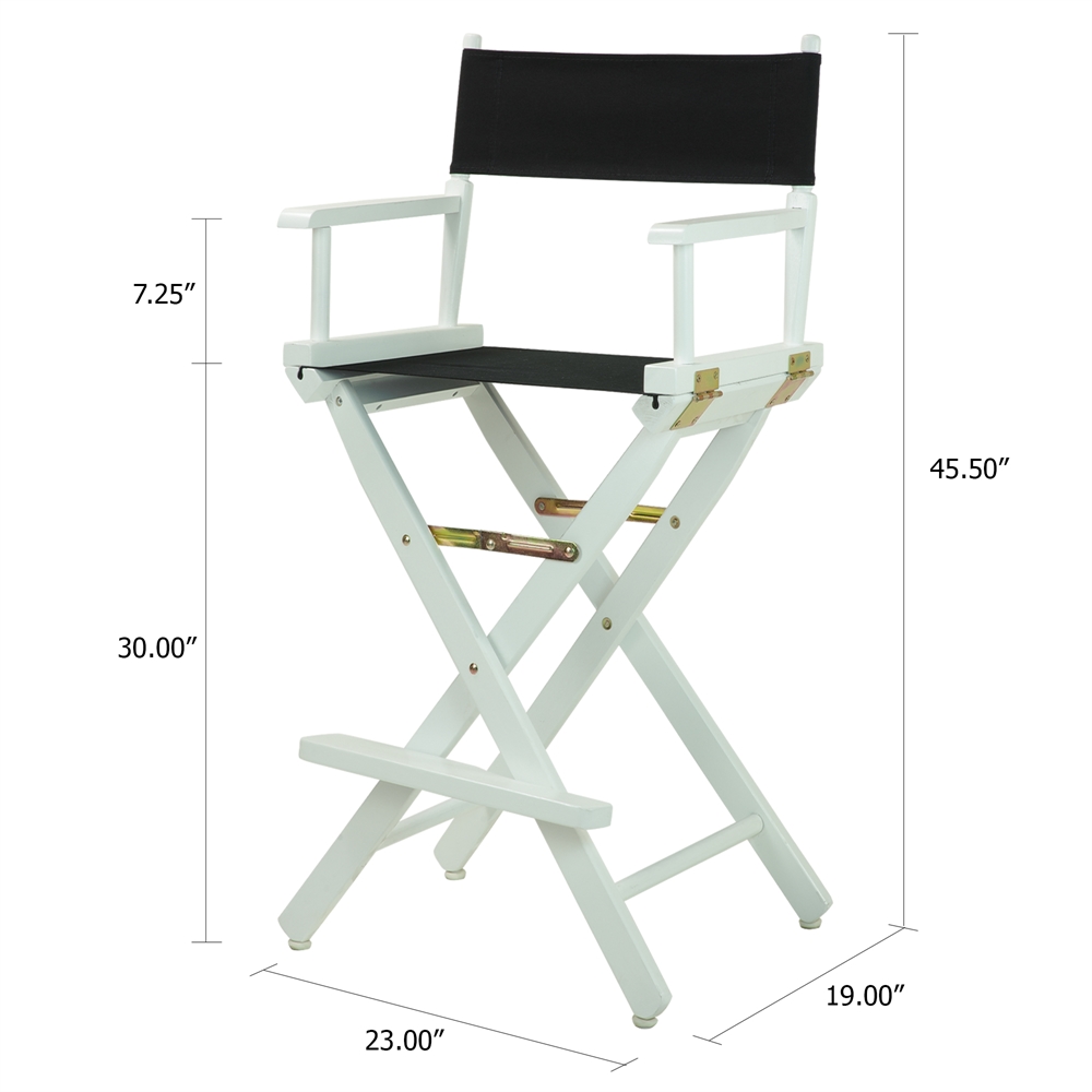 30" Director's Chair White Frame-Black Canvas. Picture 5