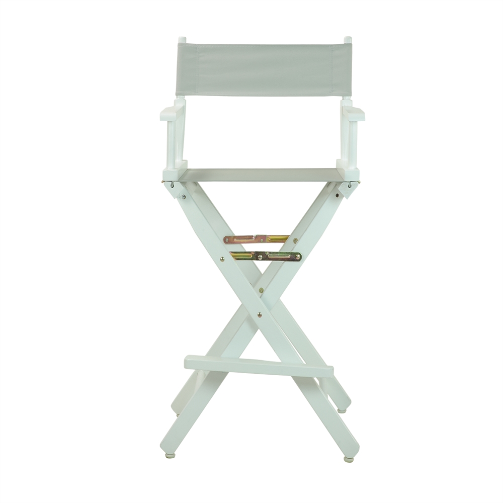 30" Director's Chair White Frame-Gray Canvas. Picture 1