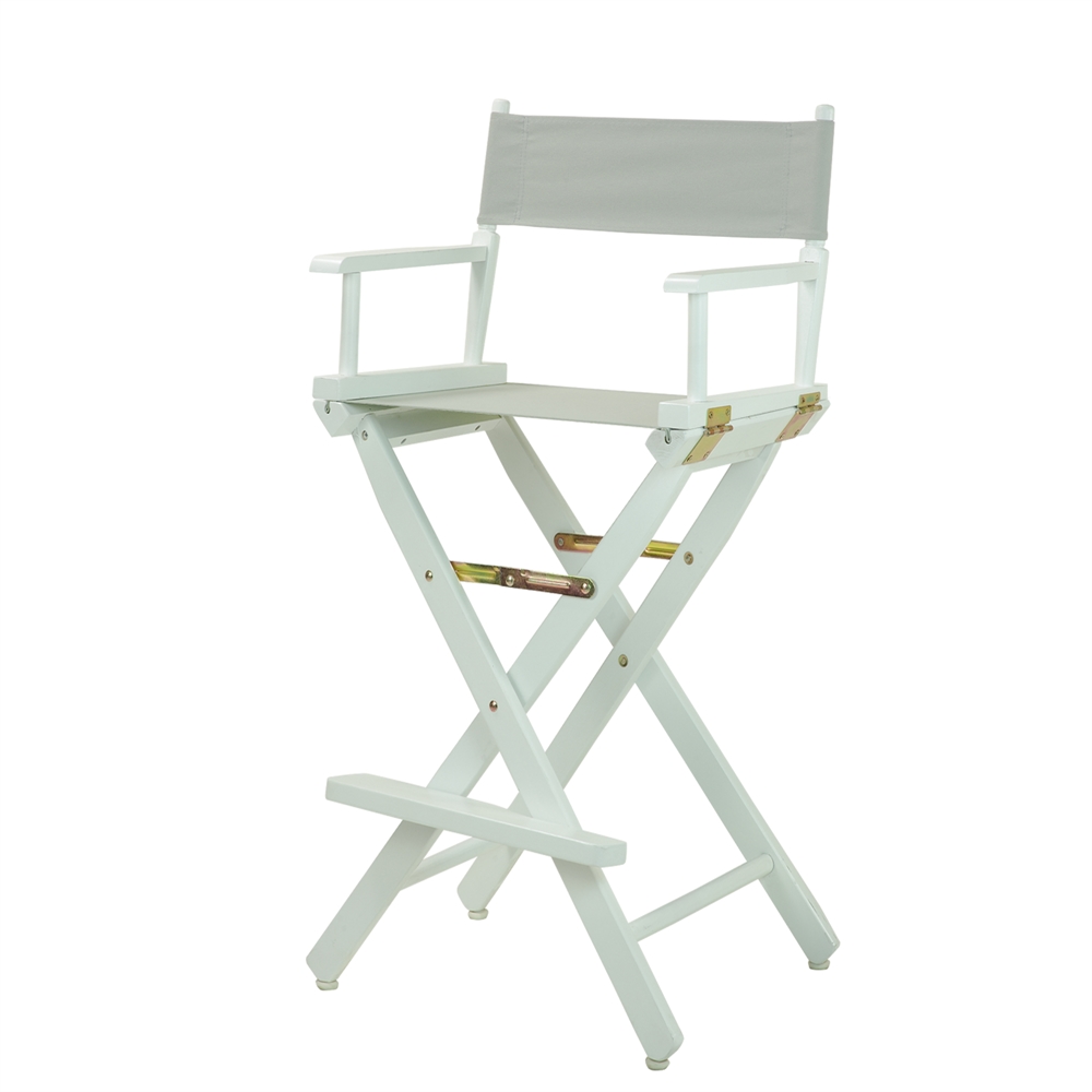 30" Director's Chair White Frame-Gray Canvas. Picture 2
