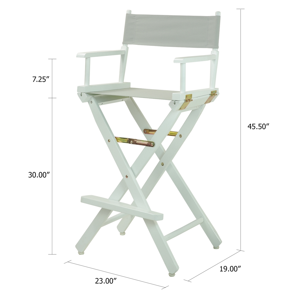 30" Director's Chair White Frame-Gray Canvas. Picture 5