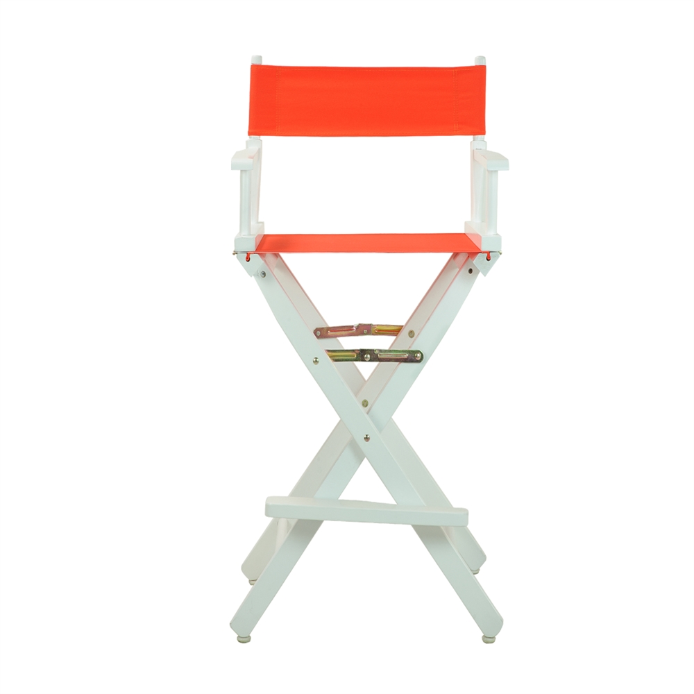 30" Director's Chair White Frame-Orange Canvas. Picture 1