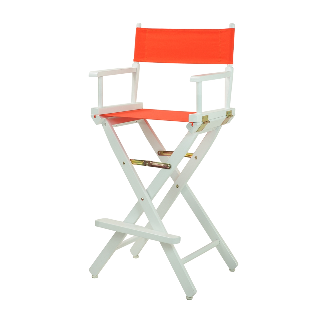 30" Director's Chair White Frame-Orange Canvas. Picture 2