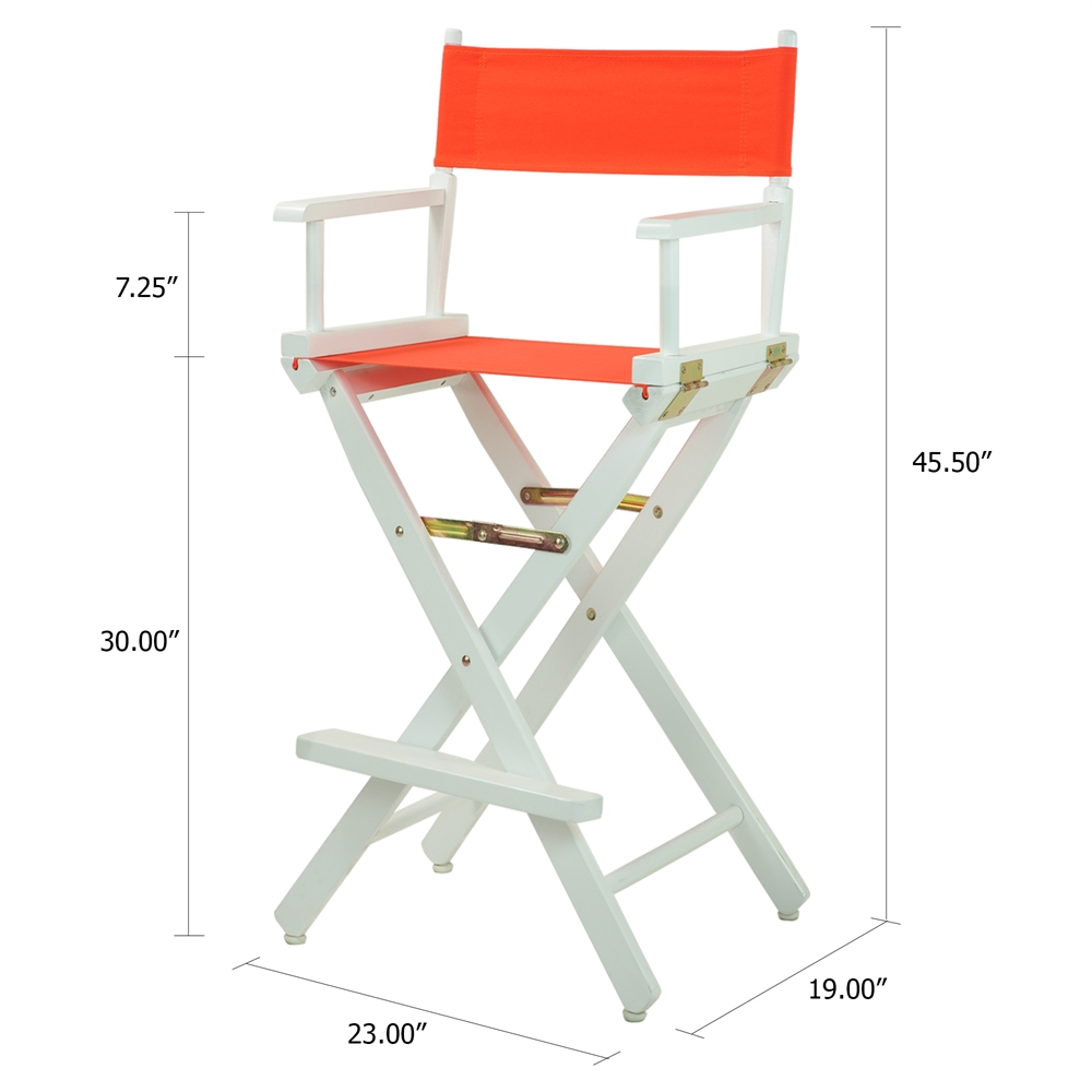 30" Director's Chair White Frame-Orange Canvas. Picture 5
