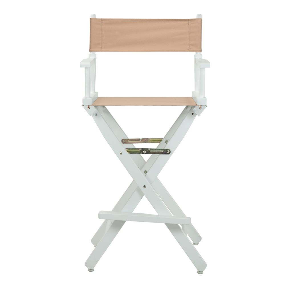 30" Director's Chair White Frame-Tan Canvas. Picture 1