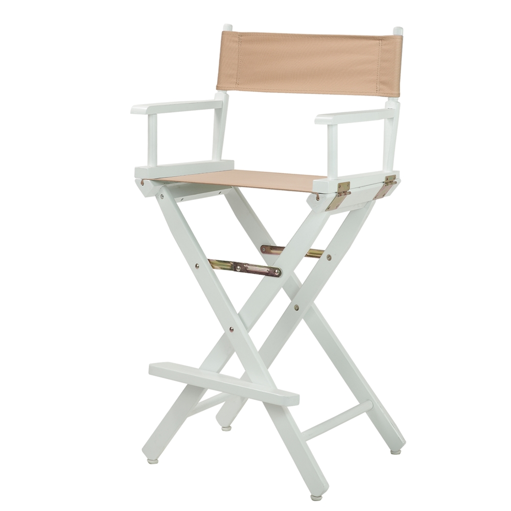 30" Director's Chair White Frame-Tan Canvas. Picture 2