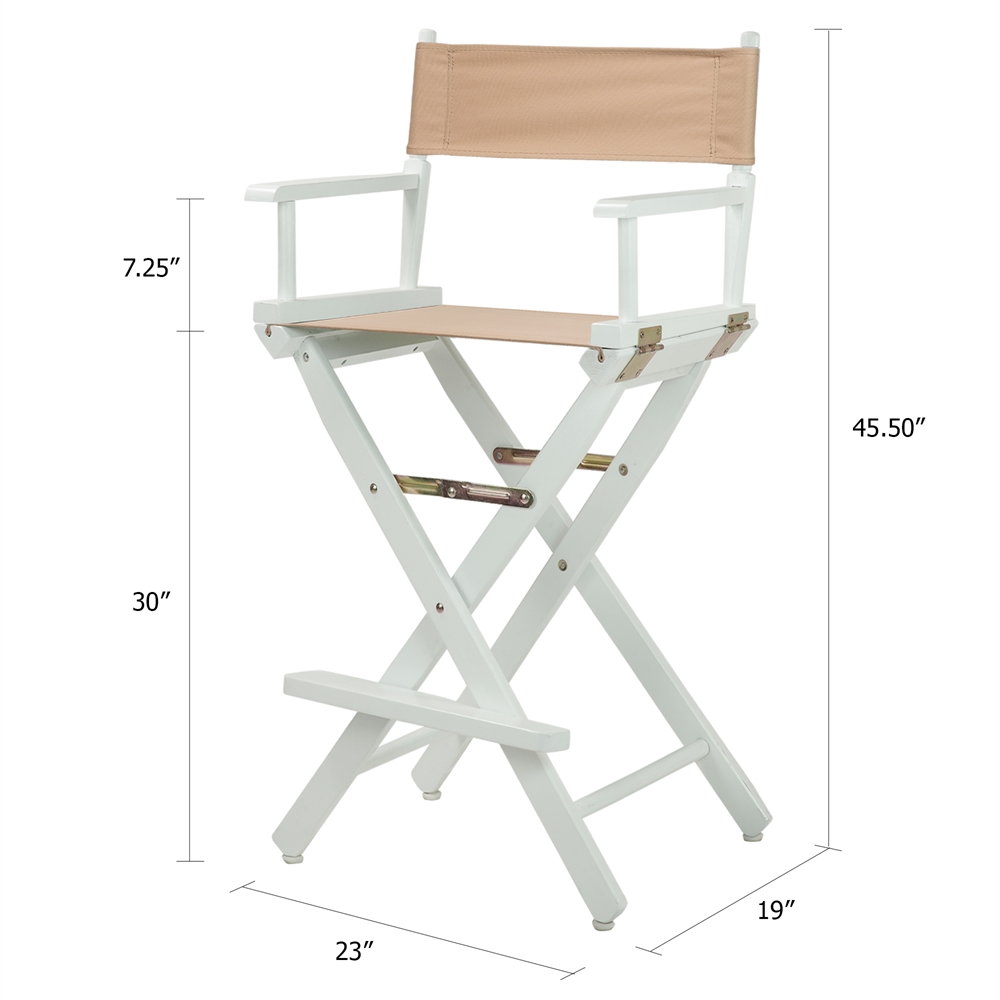 30" Director's Chair White Frame-Tan Canvas. Picture 5