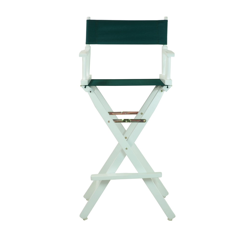 30" Director's Chair White Frame-Hunter Green Canvas. Picture 1