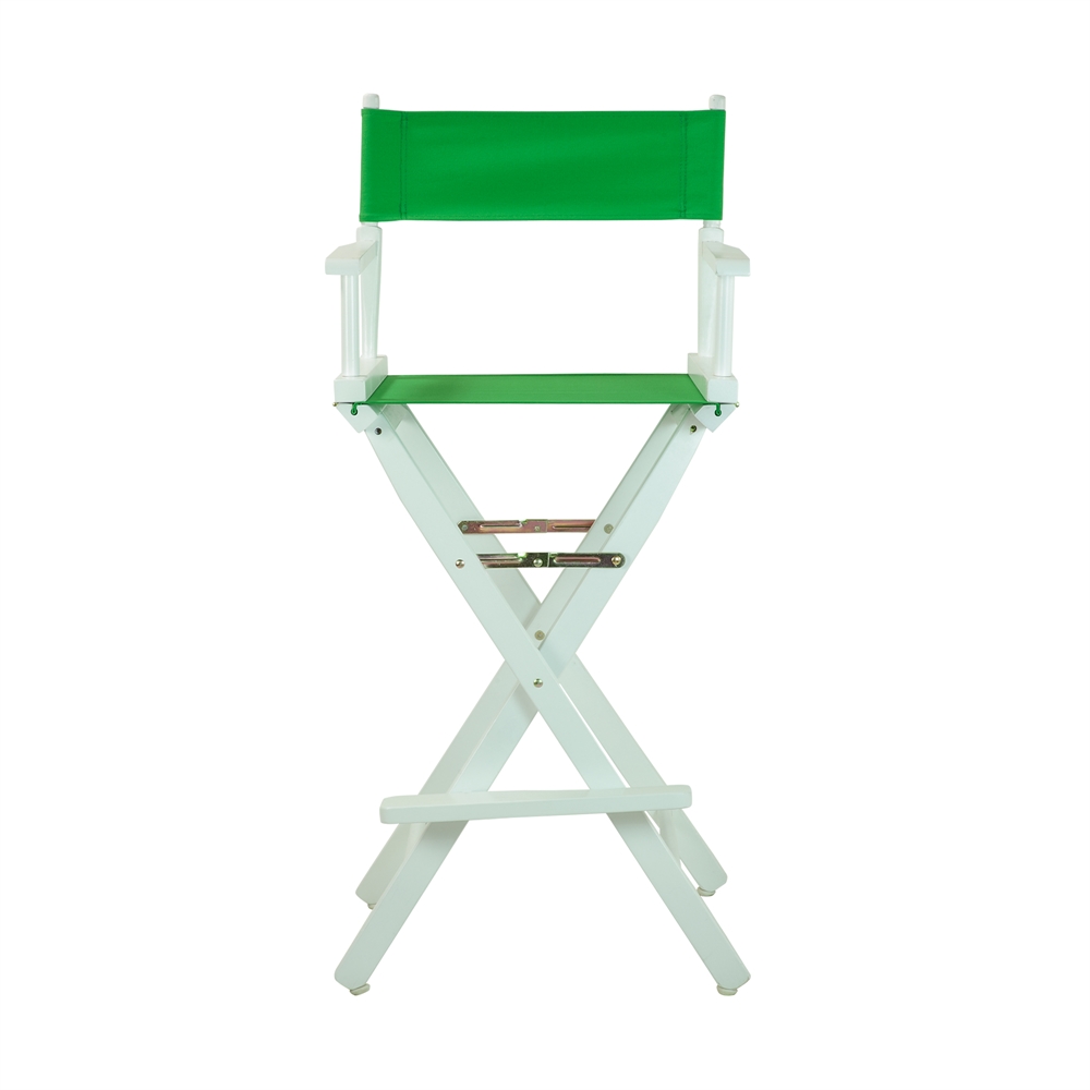 30" Director's Chair White Frame-Green Canvas. Picture 1