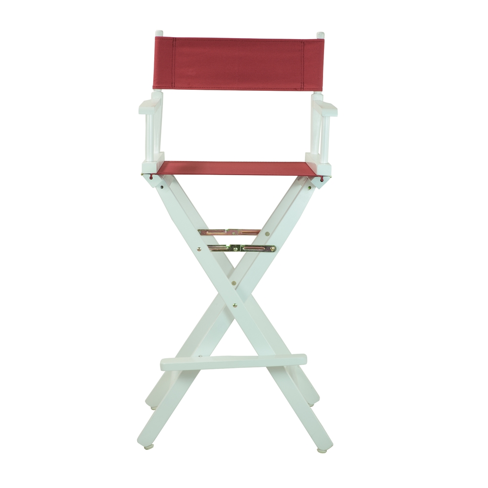 30" Director's Chair White Frame-Burgundy Canvas. Picture 1