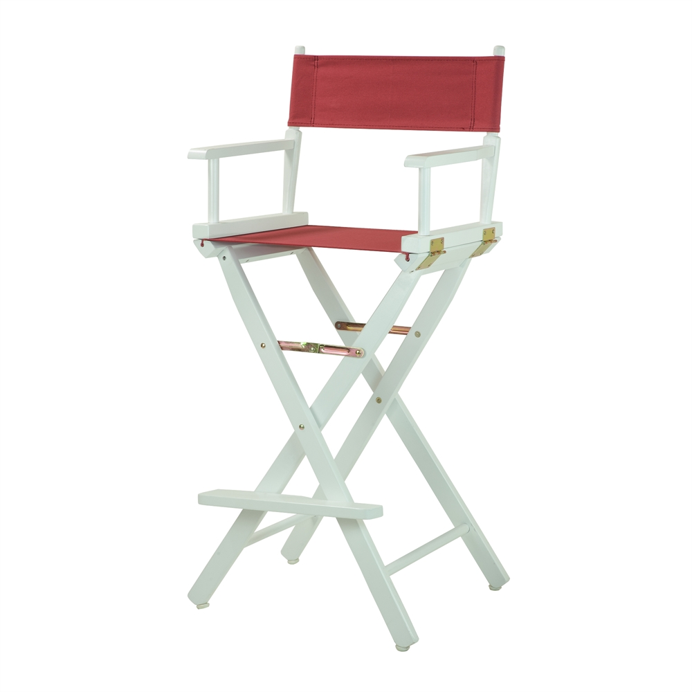 30" Director's Chair White Frame-Burgundy Canvas. Picture 2
