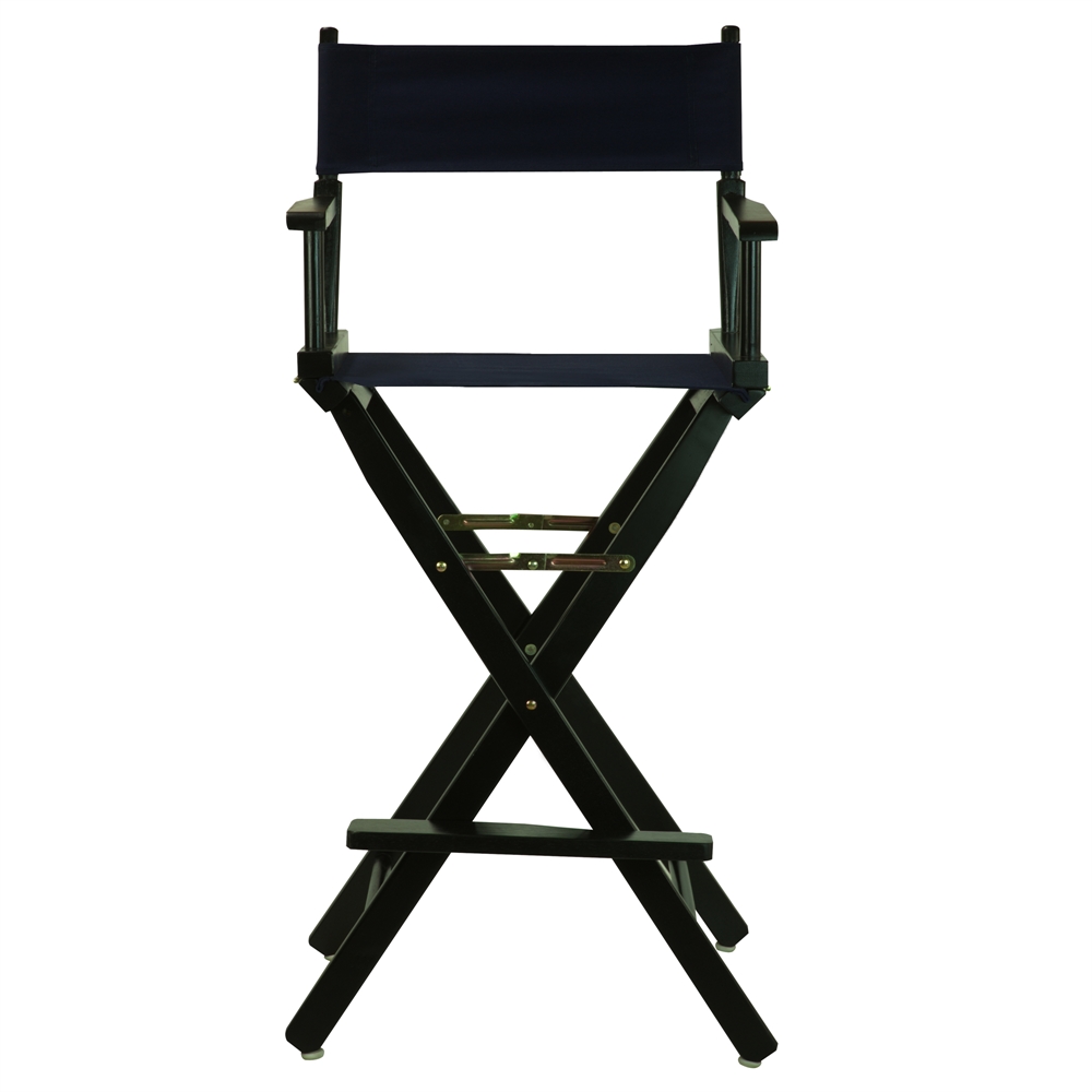 30" Director's Chair Black Frame-Navy Blue Canvas. Picture 1