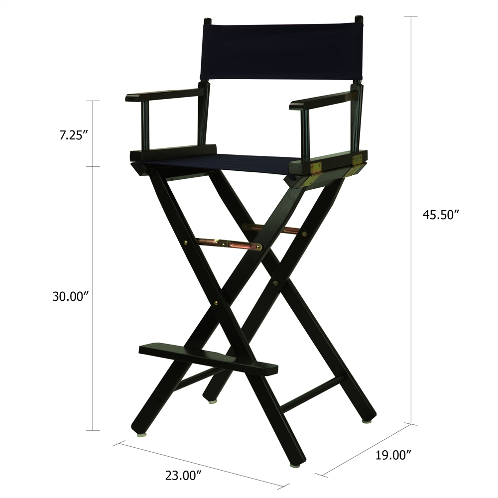 30" Director's Chair Black Frame-Navy Blue Canvas. Picture 5