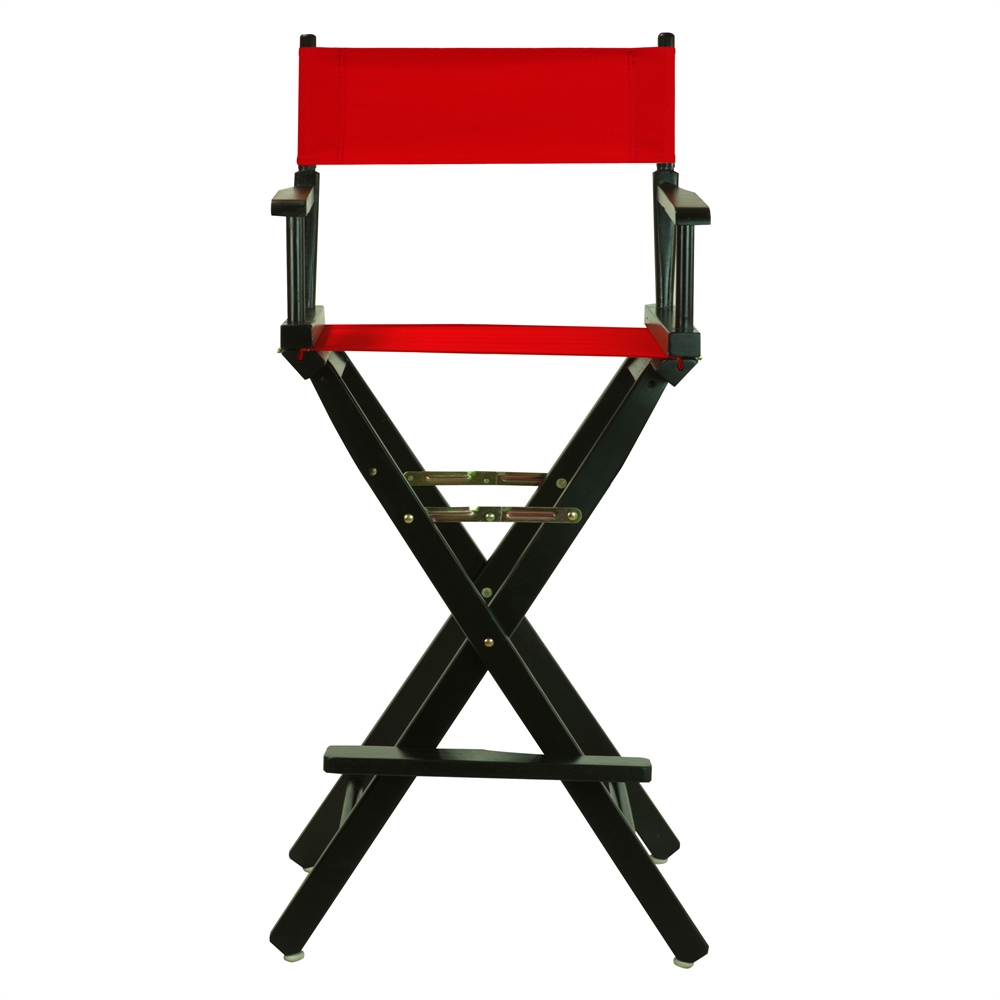 30" Director's Chair Black Frame-Red Canvas. Picture 1