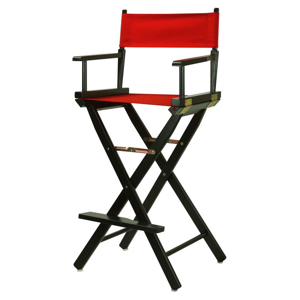 30" Director's Chair Black Frame-Red Canvas. Picture 4