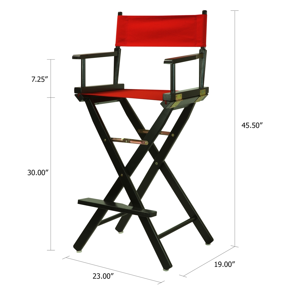 30" Director's Chair Black Frame-Red Canvas. Picture 5