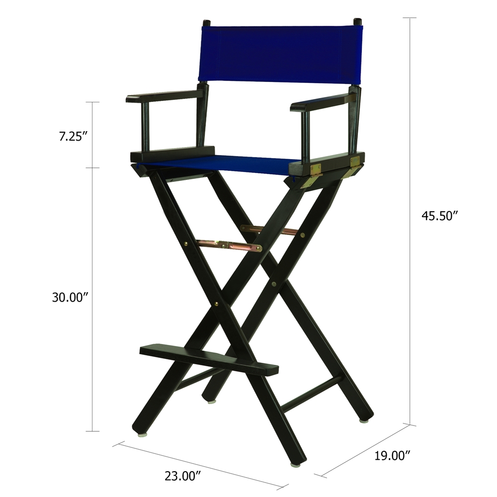 30" Director's Chair Black Frame-Royal Blue Canvas. Picture 5
