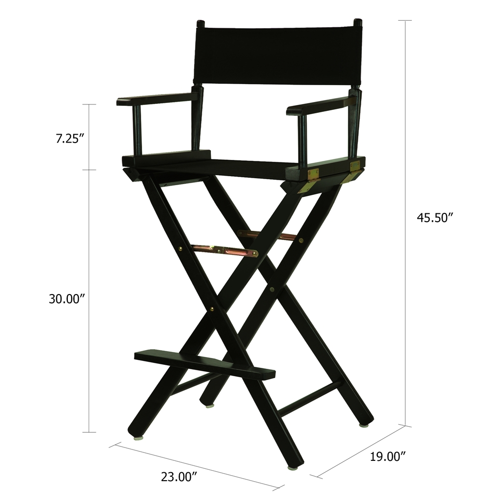 30" Director's Chair Black Frame-Black Canvas. Picture 5