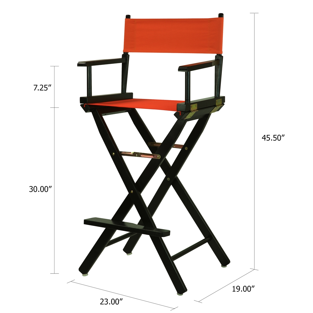 30" Director's Chair Black Frame-Orange Canvas. Picture 5