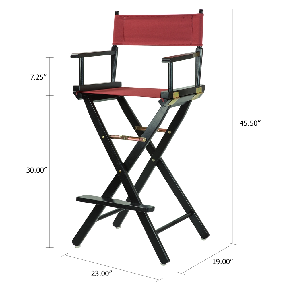 30" Director's Chair Black Frame-Burgundy Canvas. Picture 5