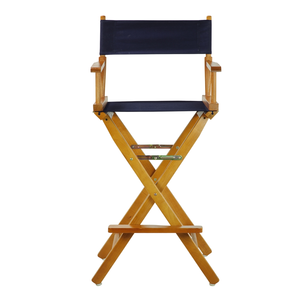 30" Director's Chair Honey Oak Frame-Navy Blue Canvas. Picture 1