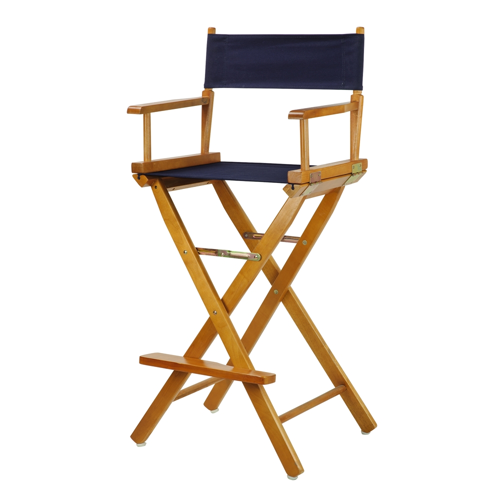 30" Director's Chair Honey Oak Frame-Navy Blue Canvas. Picture 2