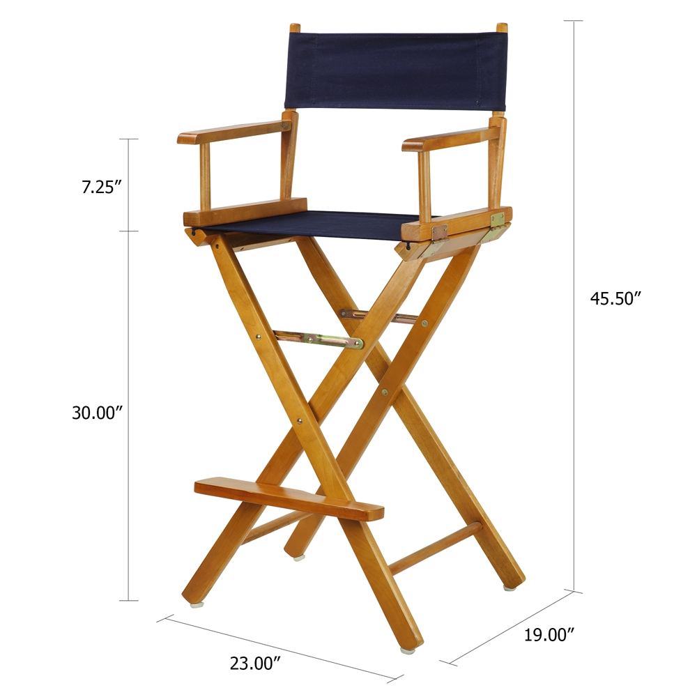 30" Director's Chair Honey Oak Frame-Navy Blue Canvas. Picture 5