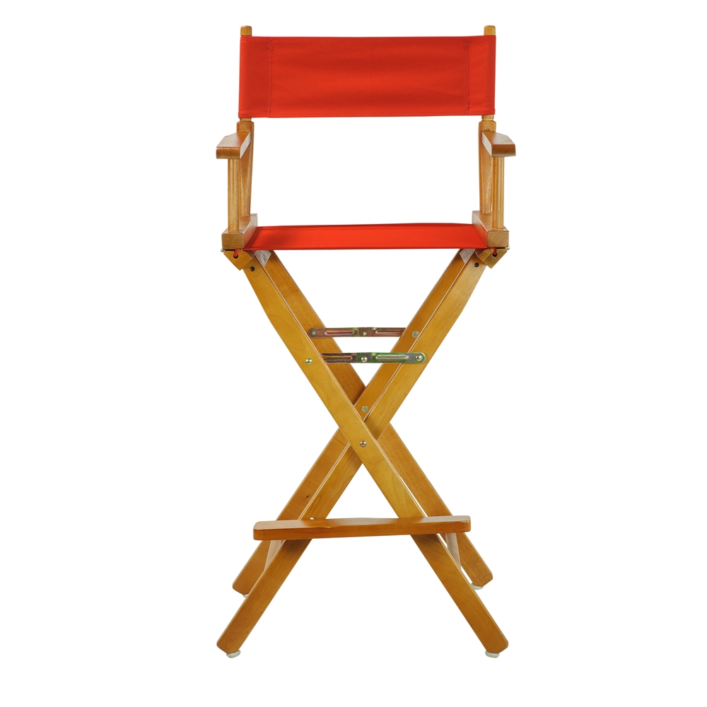 30" Director's Chair Honey Oak Frame-Red Canvas. Picture 1