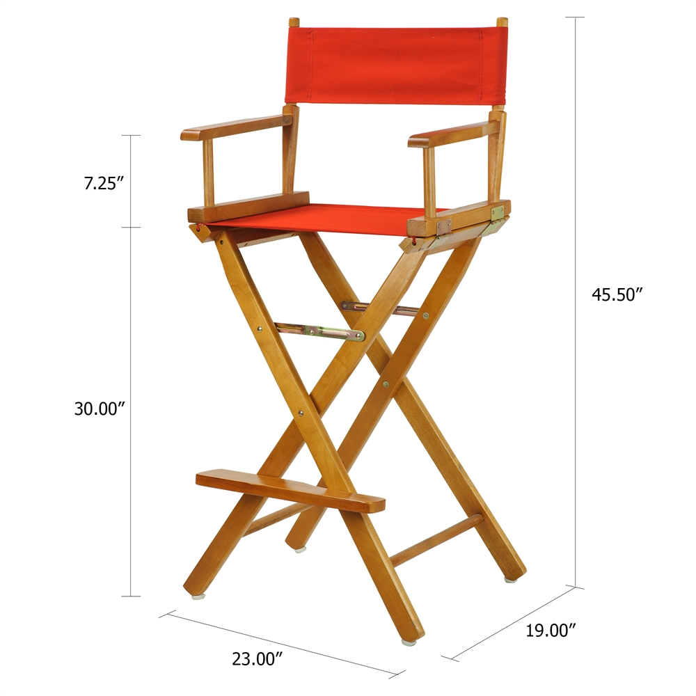 30" Director's Chair Honey Oak Frame-Red Canvas. Picture 5