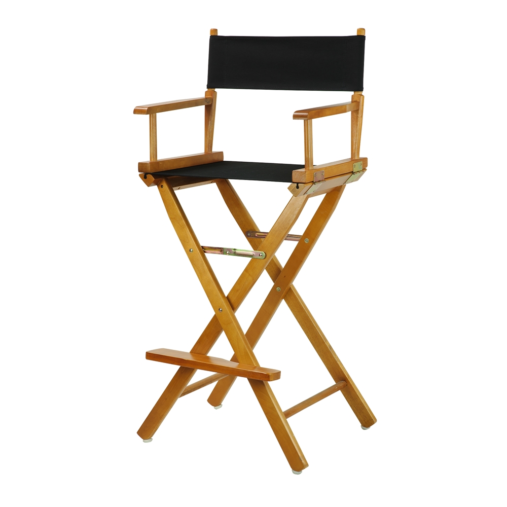 30" Director's Chair Honey Oak Frame-Black Canvas. Picture 1