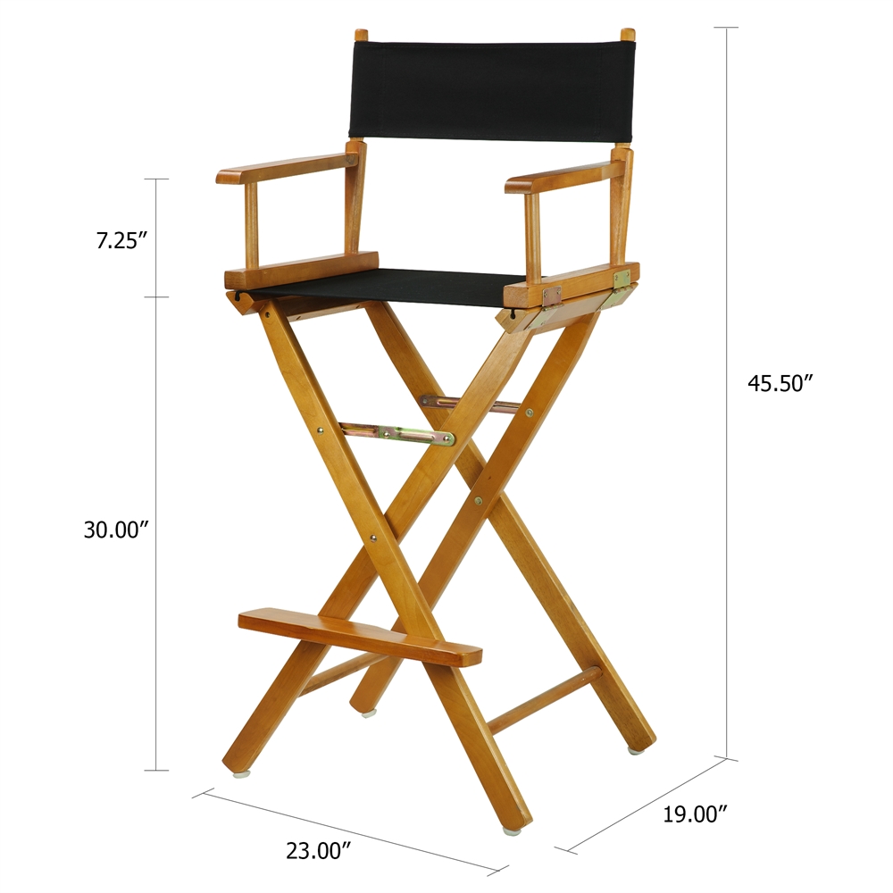30" Director's Chair Honey Oak Frame-Black Canvas. Picture 4