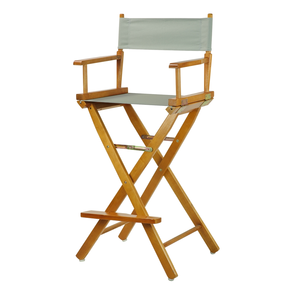 30" Director's Chair Honey Oak Frame-Gray Canvas. Picture 2