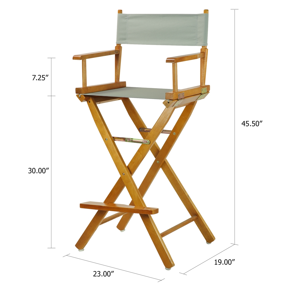 30" Director's Chair Honey Oak Frame-Gray Canvas. Picture 5