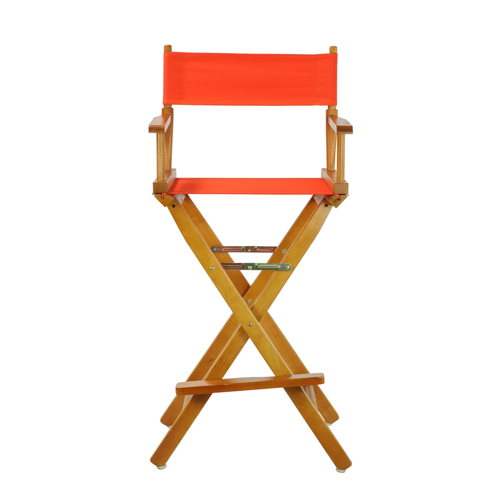 30" Director's Chair Honey Oak Frame-Orange Canvas. Picture 1