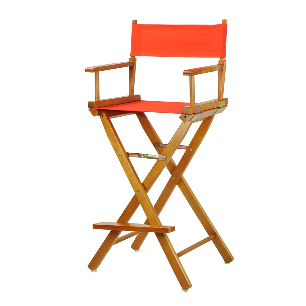 30" Director's Chair Honey Oak Frame-Orange Canvas. Picture 2