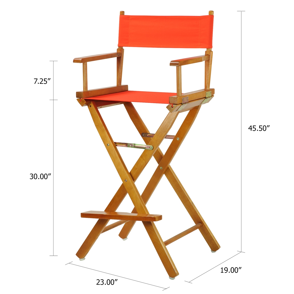 30" Director's Chair Honey Oak Frame-Orange Canvas. Picture 5