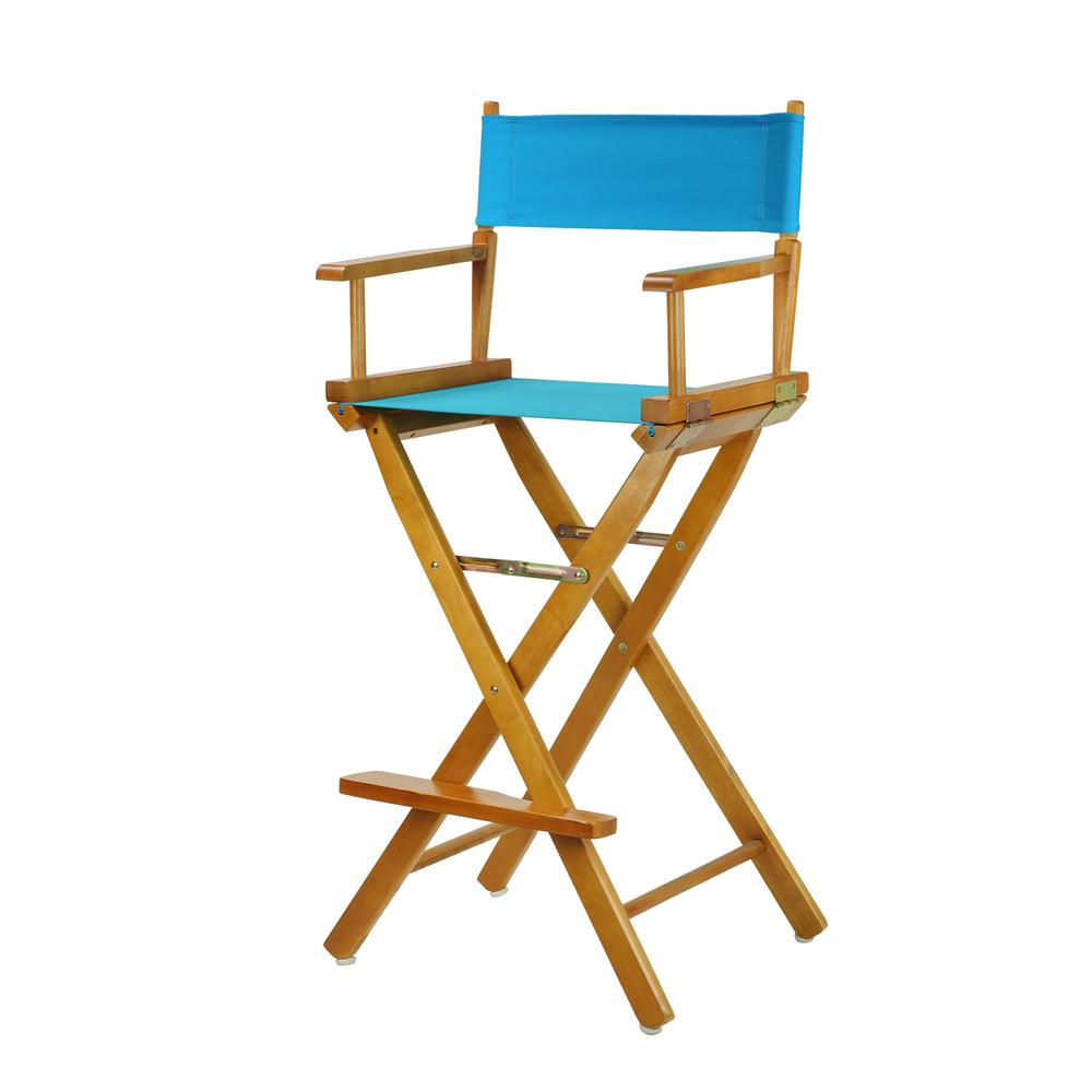 30" Director's Chair Honey Oak Frame-Turquoise Canvas. Picture 5