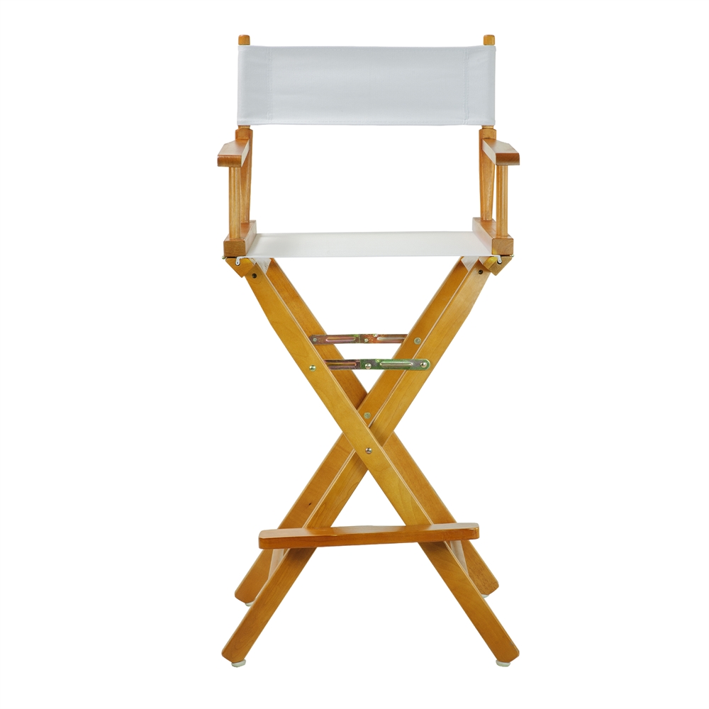 30" Director's Chair Honey Oak Frame-White Canvas. Picture 1
