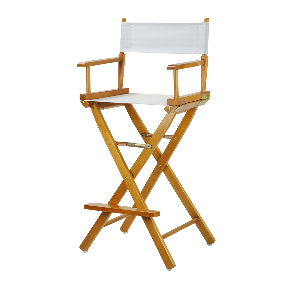 30" Director's Chair Honey Oak Frame-White Canvas. Picture 2