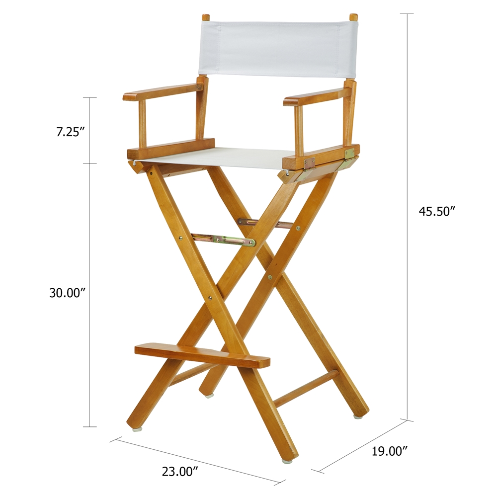 30" Director's Chair Honey Oak Frame-White Canvas. Picture 5