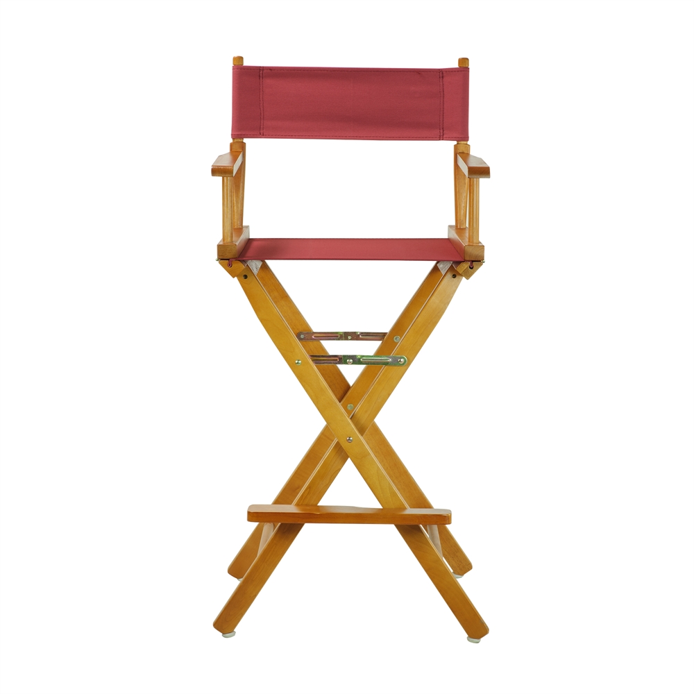 30" Director's Chair Honey Oak Frame-Burgundy Canvas. Picture 1