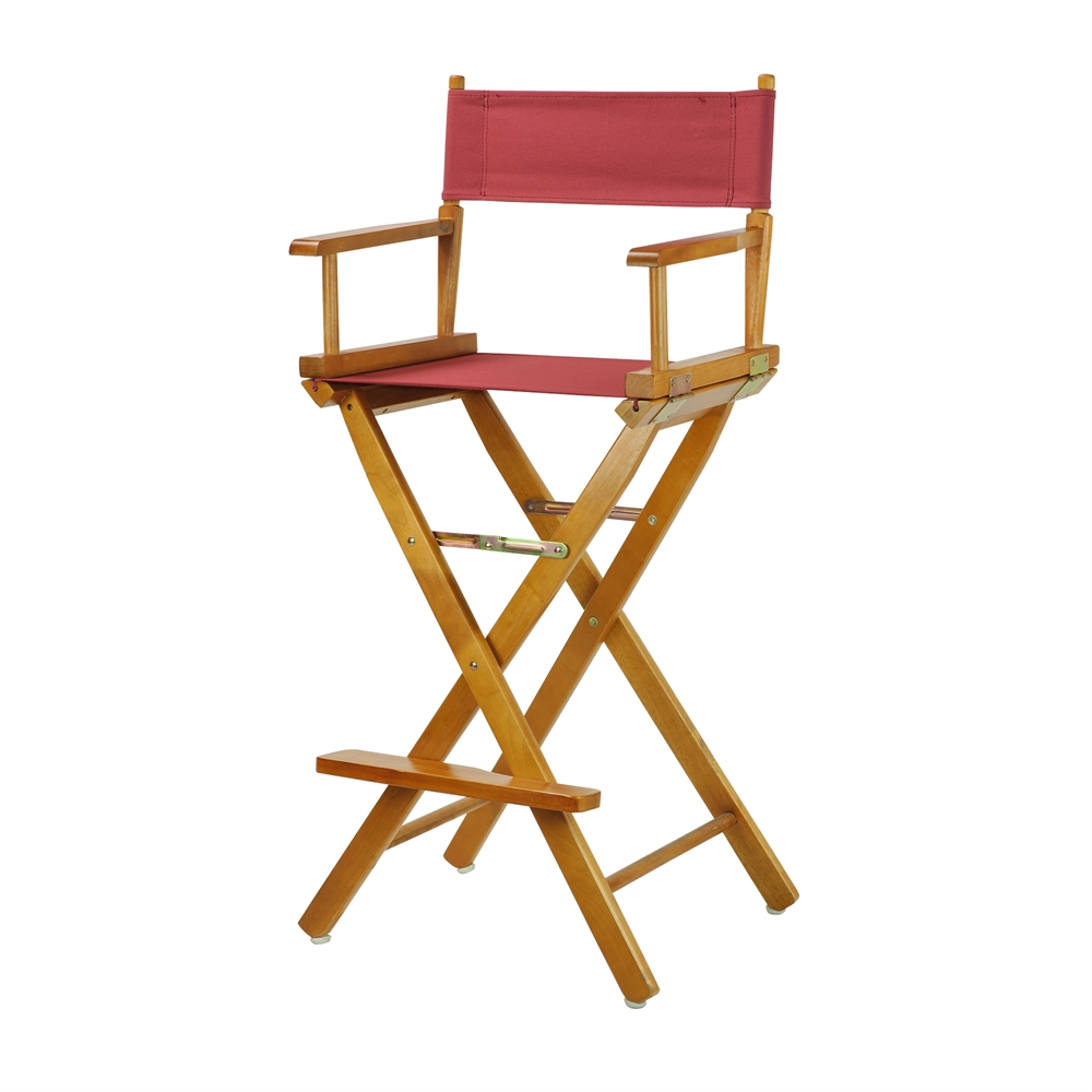 30" Director's Chair Honey Oak Frame-Burgundy Canvas. Picture 2