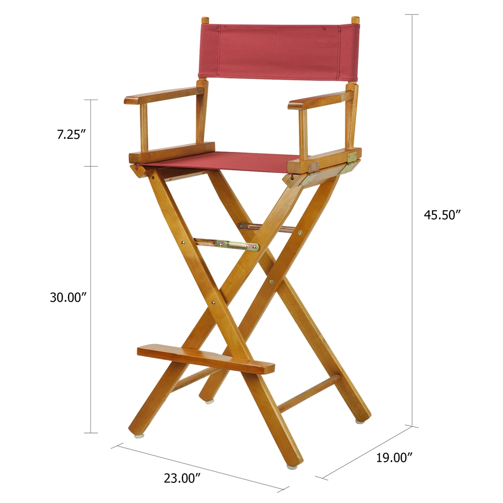 30" Director's Chair Honey Oak Frame-Burgundy Canvas. Picture 5