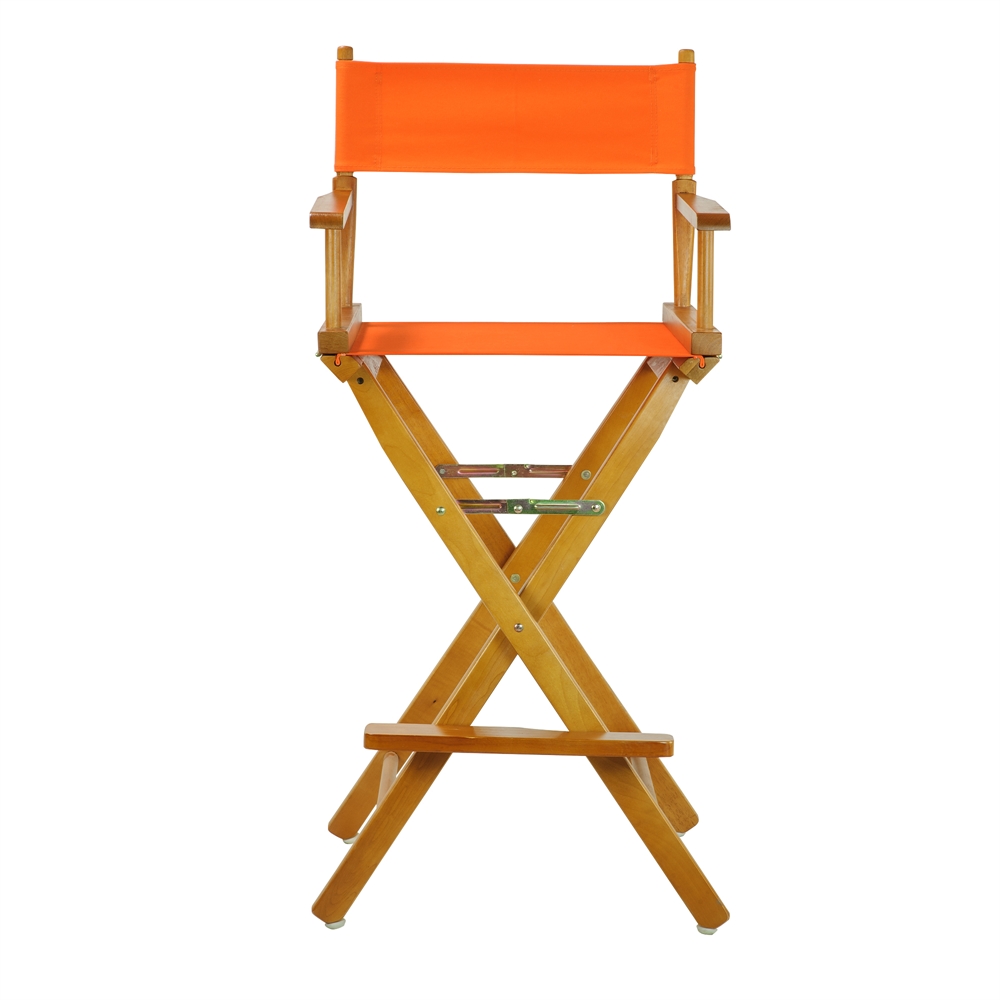 30" Director's Chair Honey Oak Frame- Tangerine Canvas. Picture 1